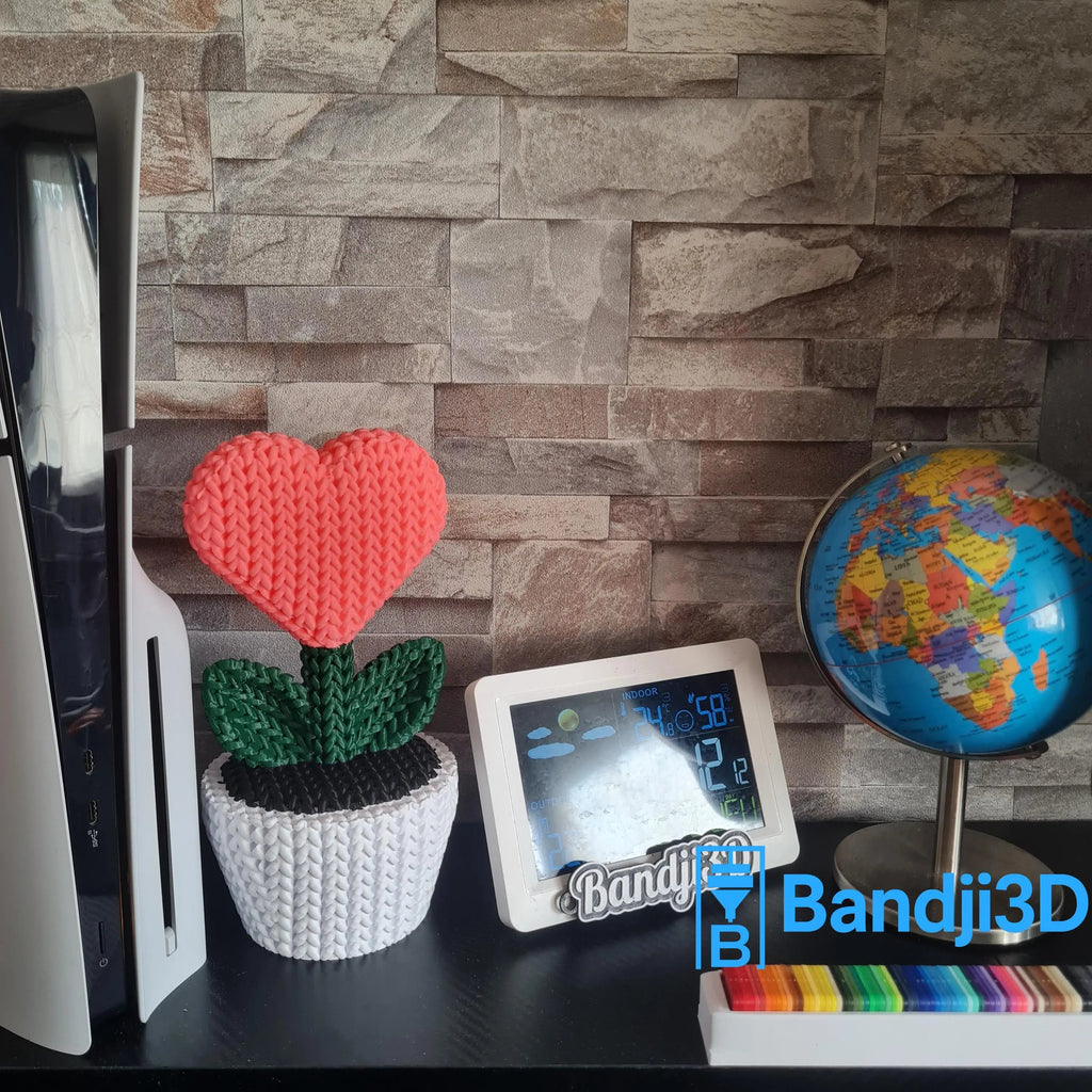 Plante Cœur 3D effet tricot – Objet Déco Mignon & Cadeau Original | Bandji3D Bandji3D
