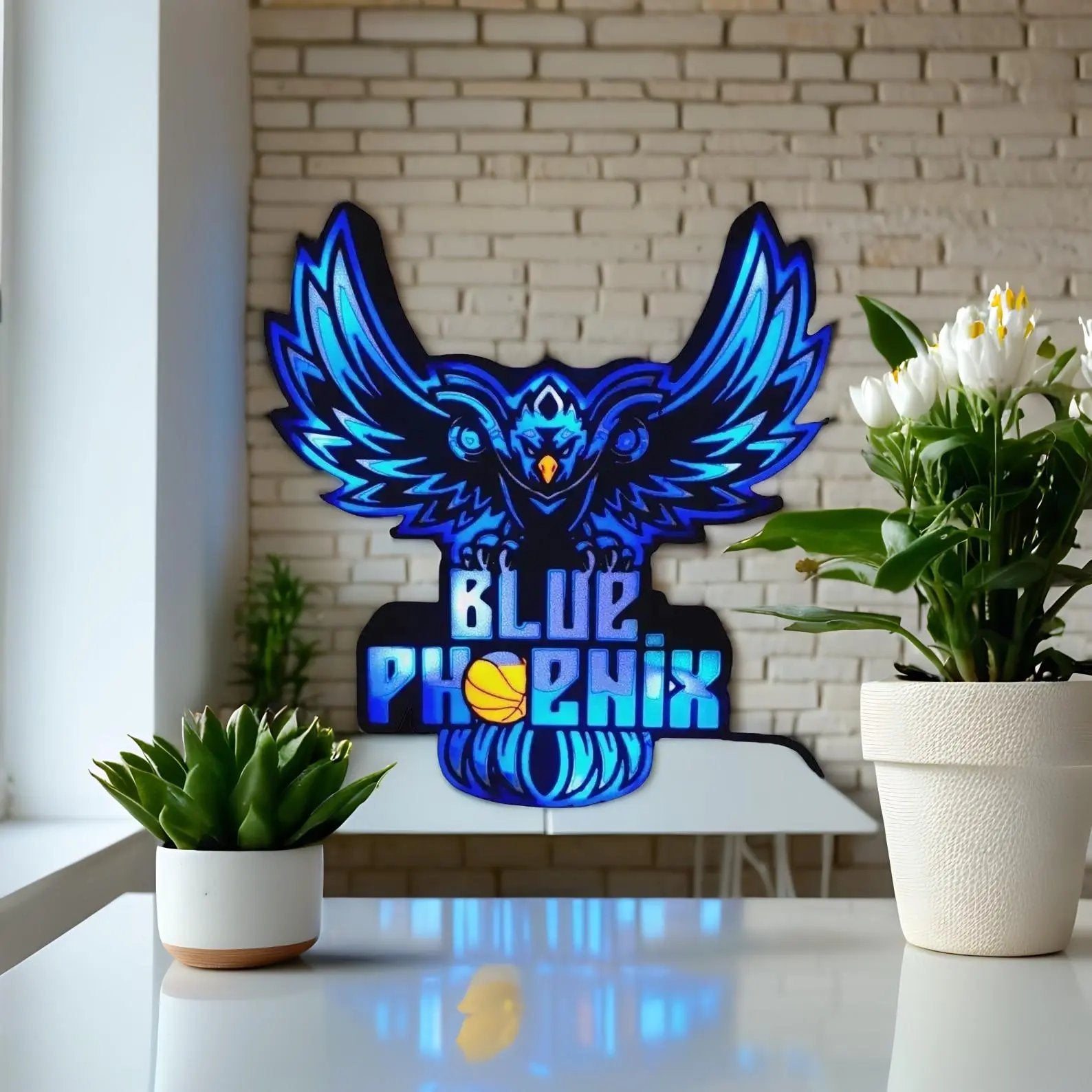 Enseigne LED Blue Phoenix – Logo Lumineux Personnalisable | Bandji3D Bandji3D