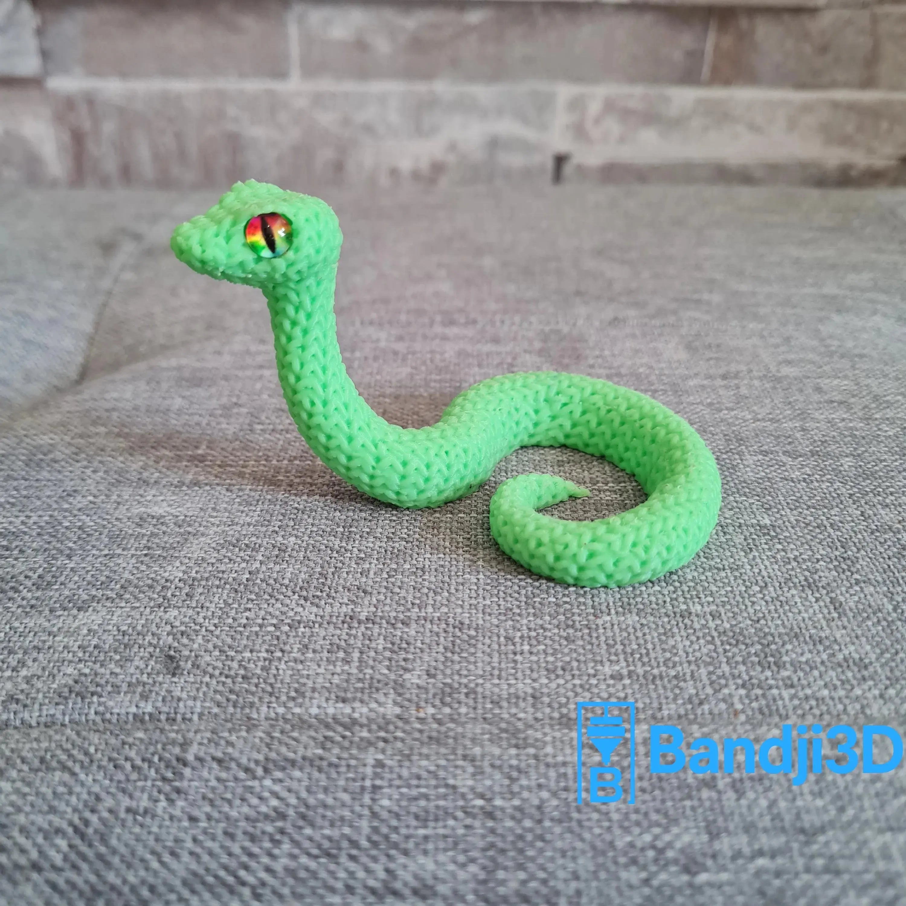 Figurine serpent tricot 3D • Sculpture artisanale • Déco exotique | Bandji3D Bandji3D