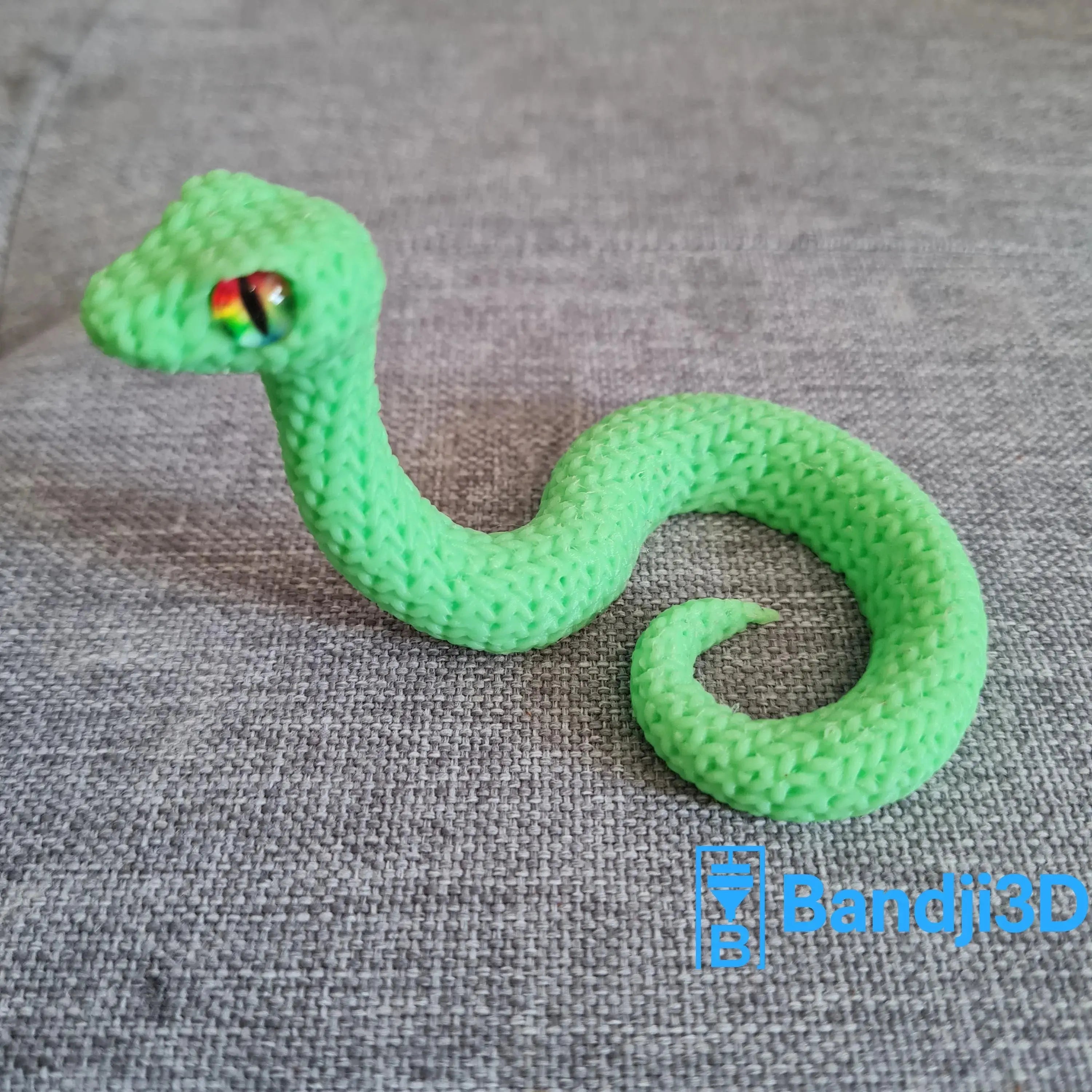 Figurine serpent tricot 3D • Sculpture artisanale • Déco exotique | Bandji3D Bandji3D