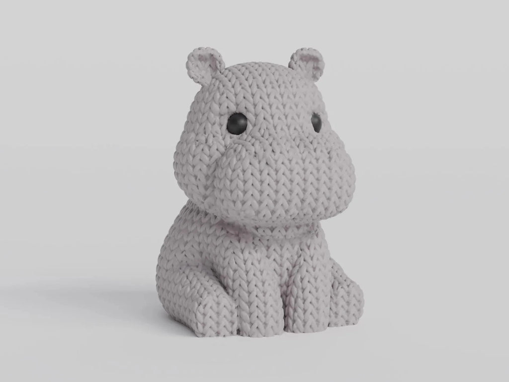 Figurine hippopotame tricot 3D • Sculpture artisanale mignonne • Déco originale | Bandji3D Bandji3D