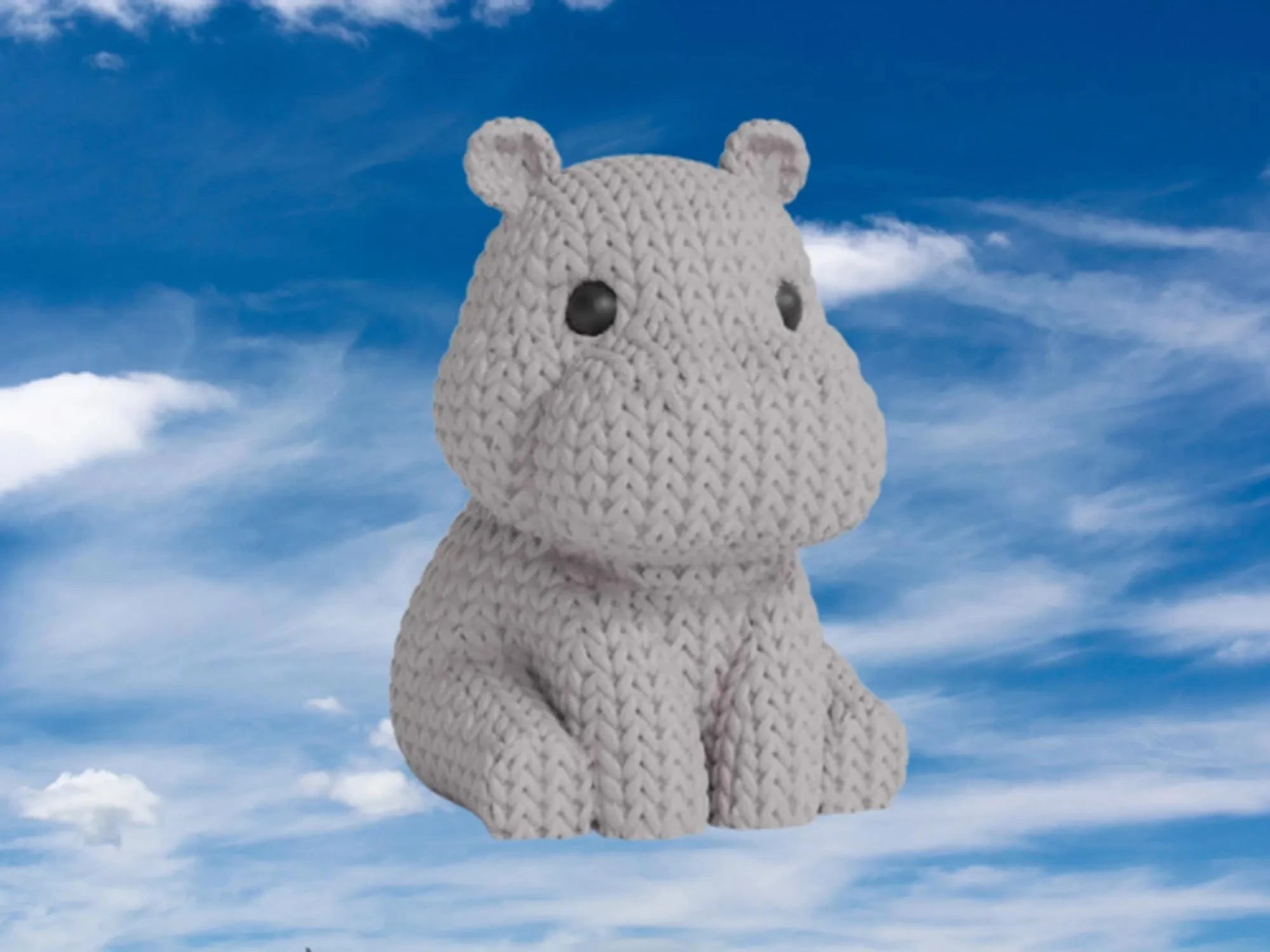 Figurine hippopotame tricot 3D • Sculpture artisanale mignonne • Déco originale | Bandji3D Bandji3D