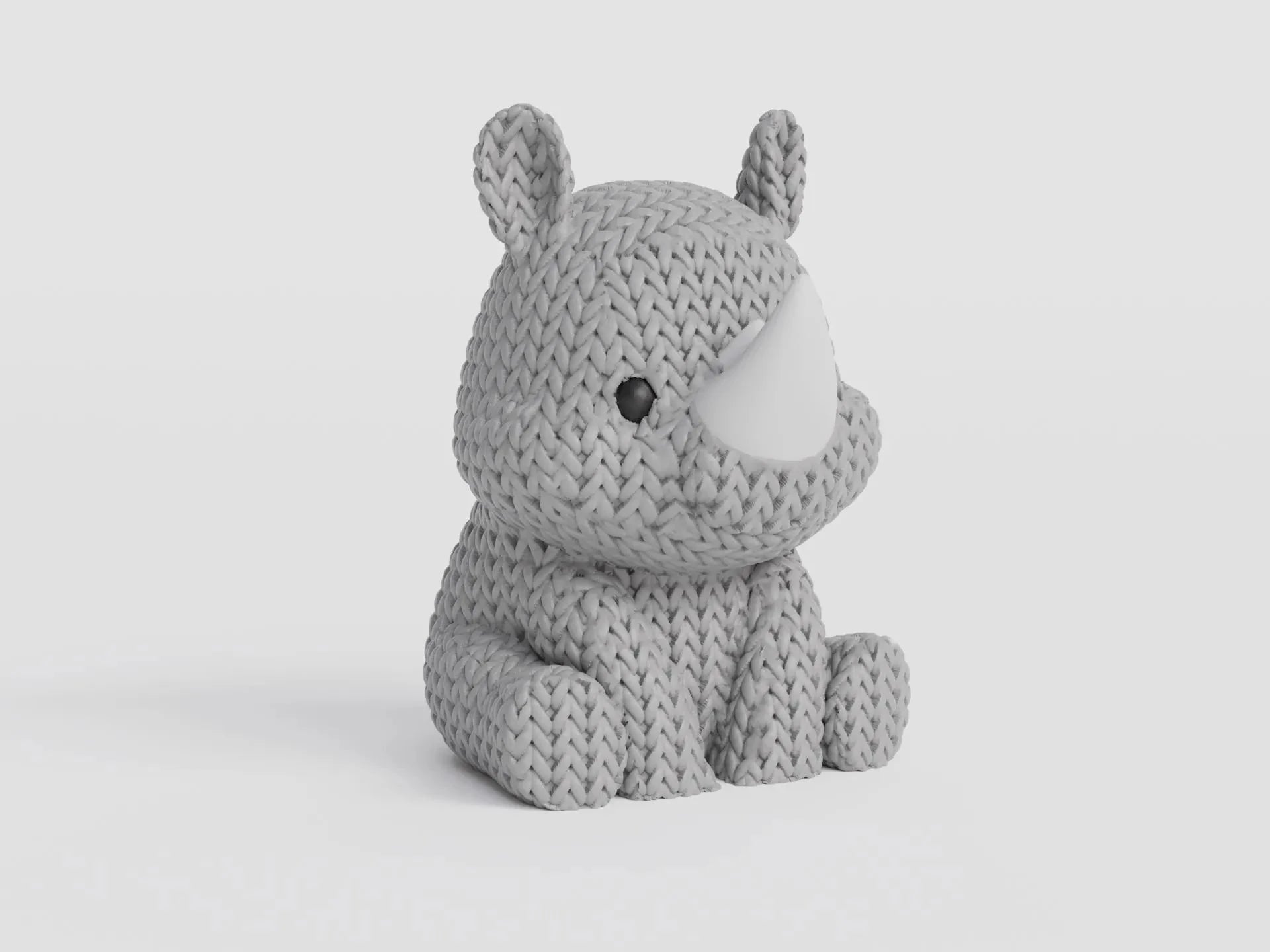 Figurine rhinocéros tricot 3D • Sculpture artisanale exotique • Déco originale | Bandji3D Bandji3D