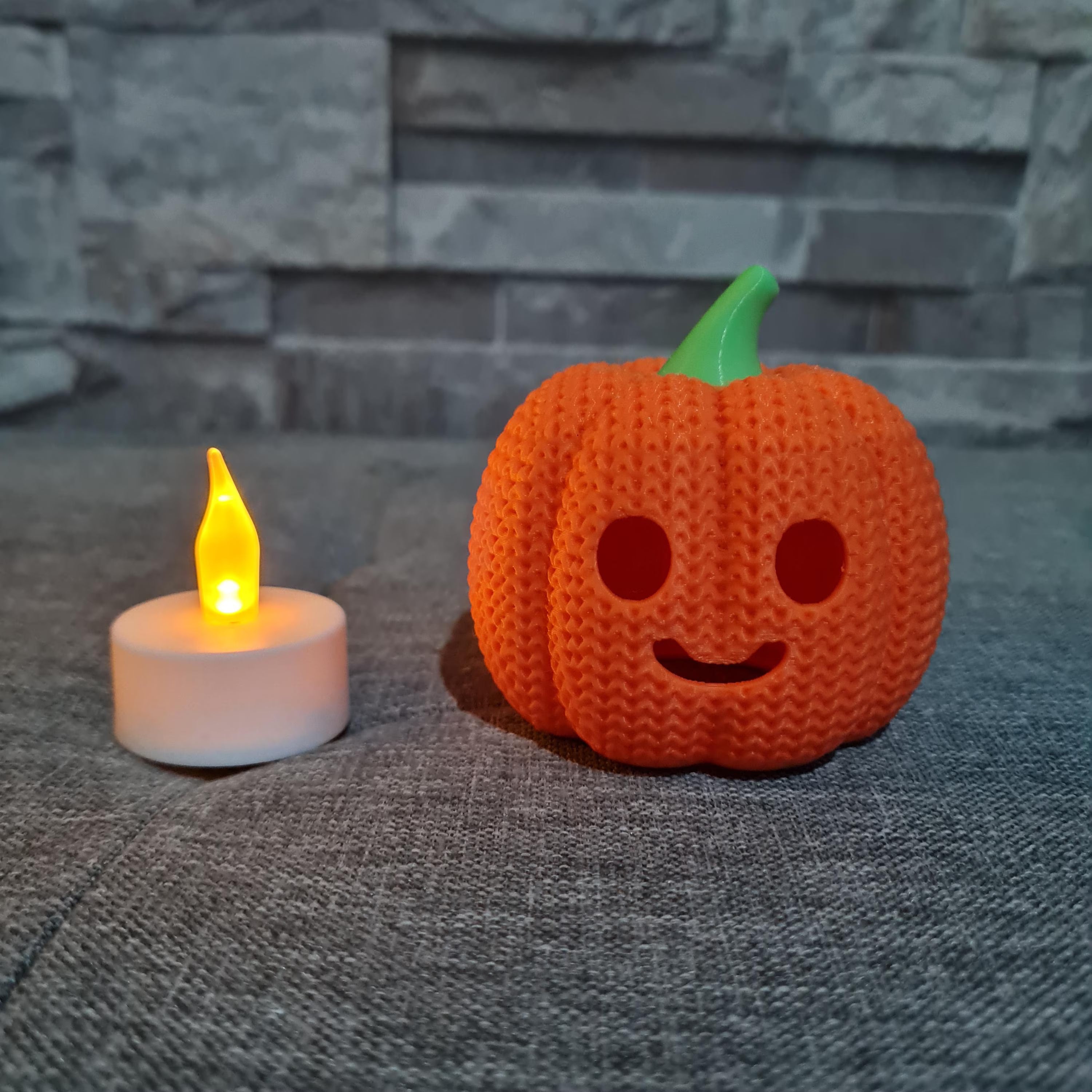 Citrouille Halloween 3D effet tricot – Déco avec bougie LED | Bandji3D Bandji3D