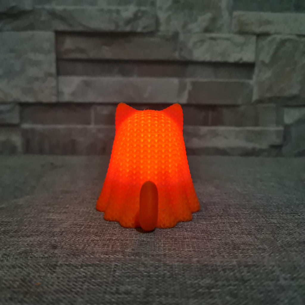 Chat Fantôme 3D effet tricot – Photophore Halloween avec bougie LED | Bandji3D Bandji3D