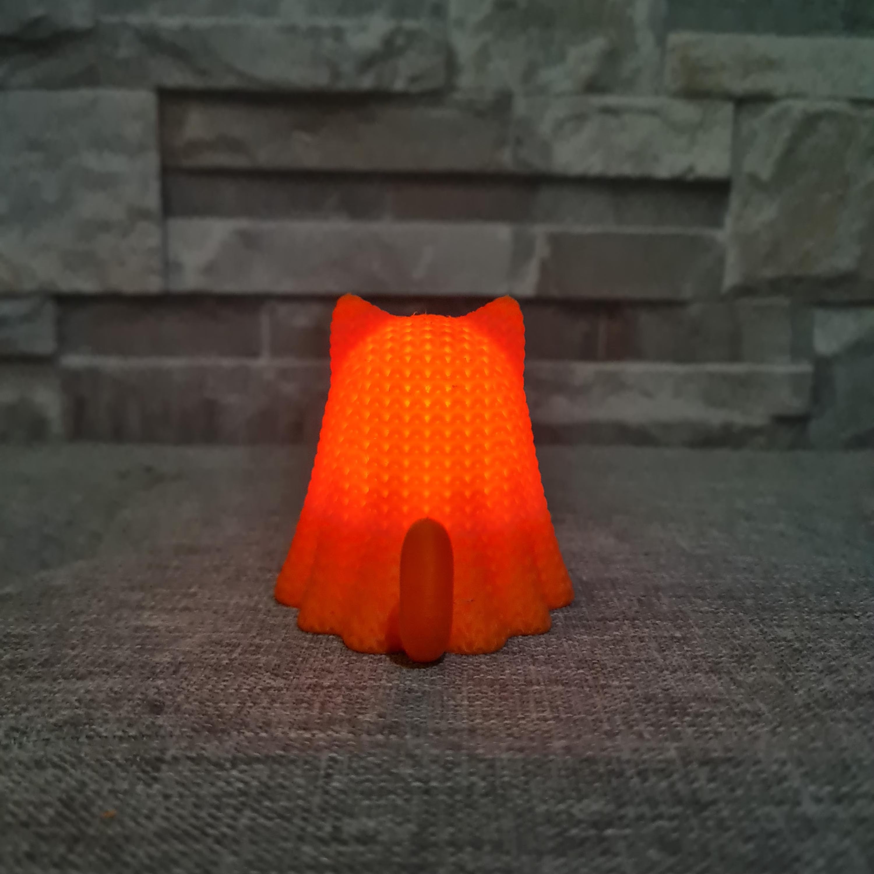 Chat Fantôme 3D effet tricot – Photophore Halloween avec bougie LED | Bandji3D Bandji3D