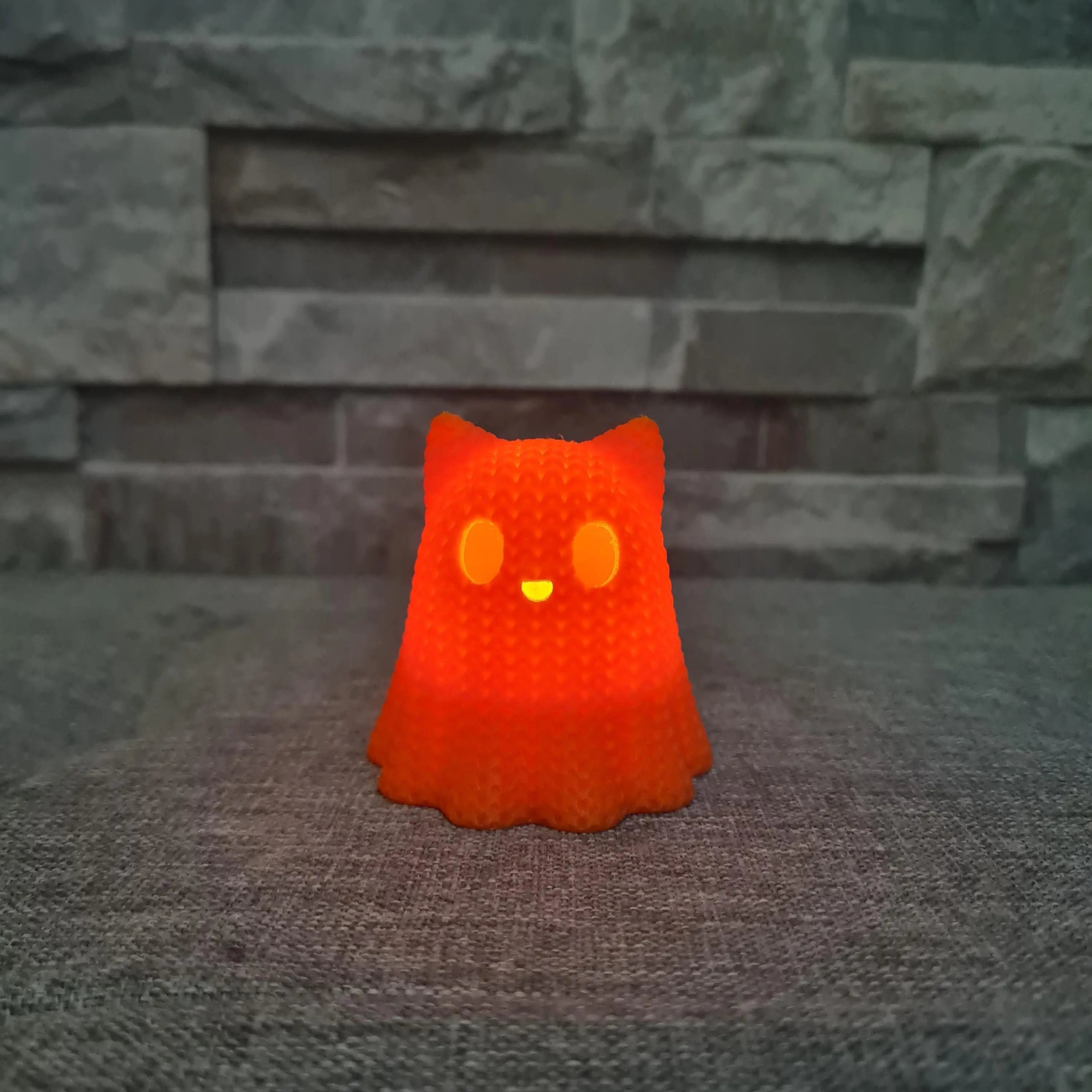 Chat Fantôme 3D effet tricot – Photophore Halloween avec bougie LED | Bandji3D Bandji3D