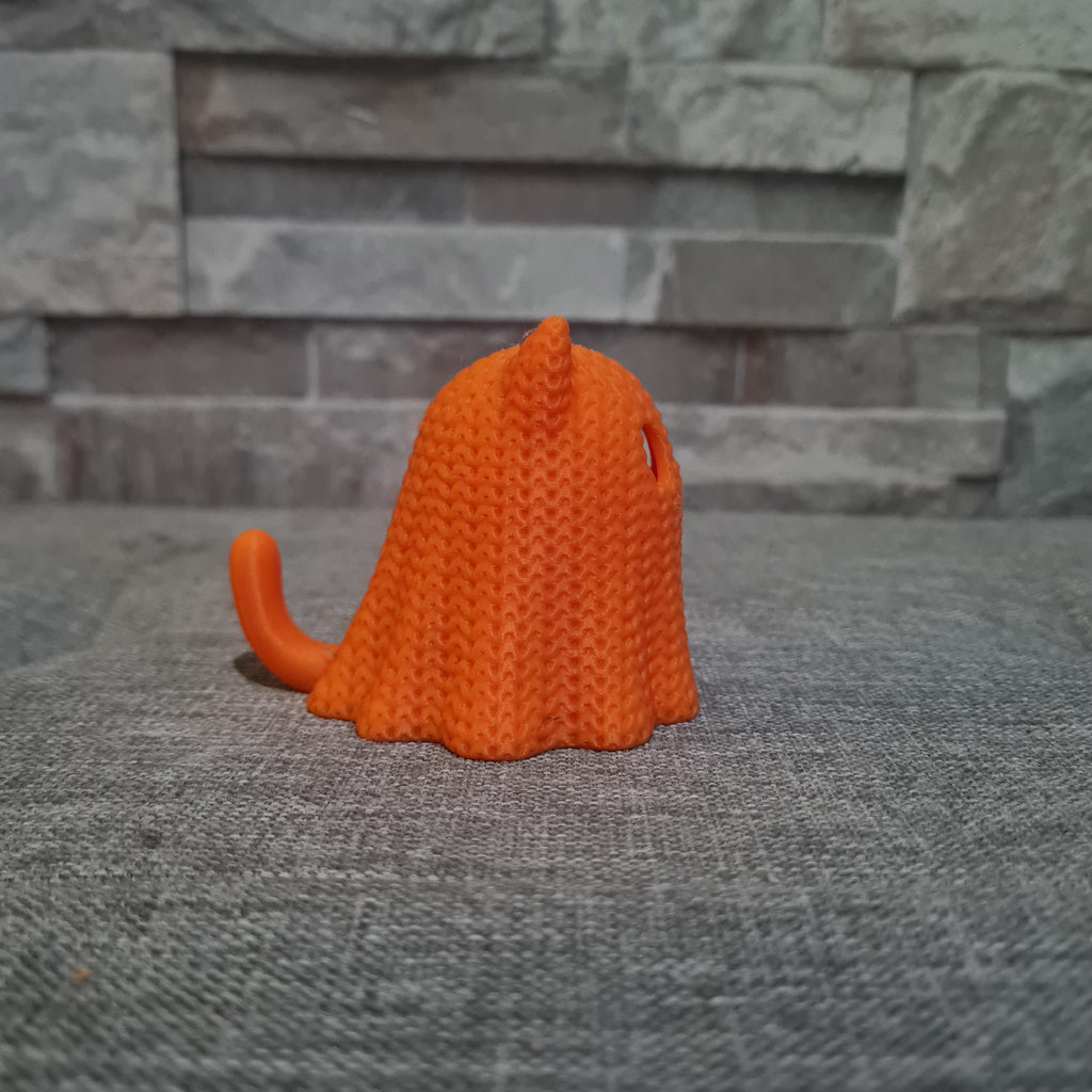 Chat Fantôme 3D effet tricot – Photophore Halloween avec bougie LED | Bandji3D Bandji3D