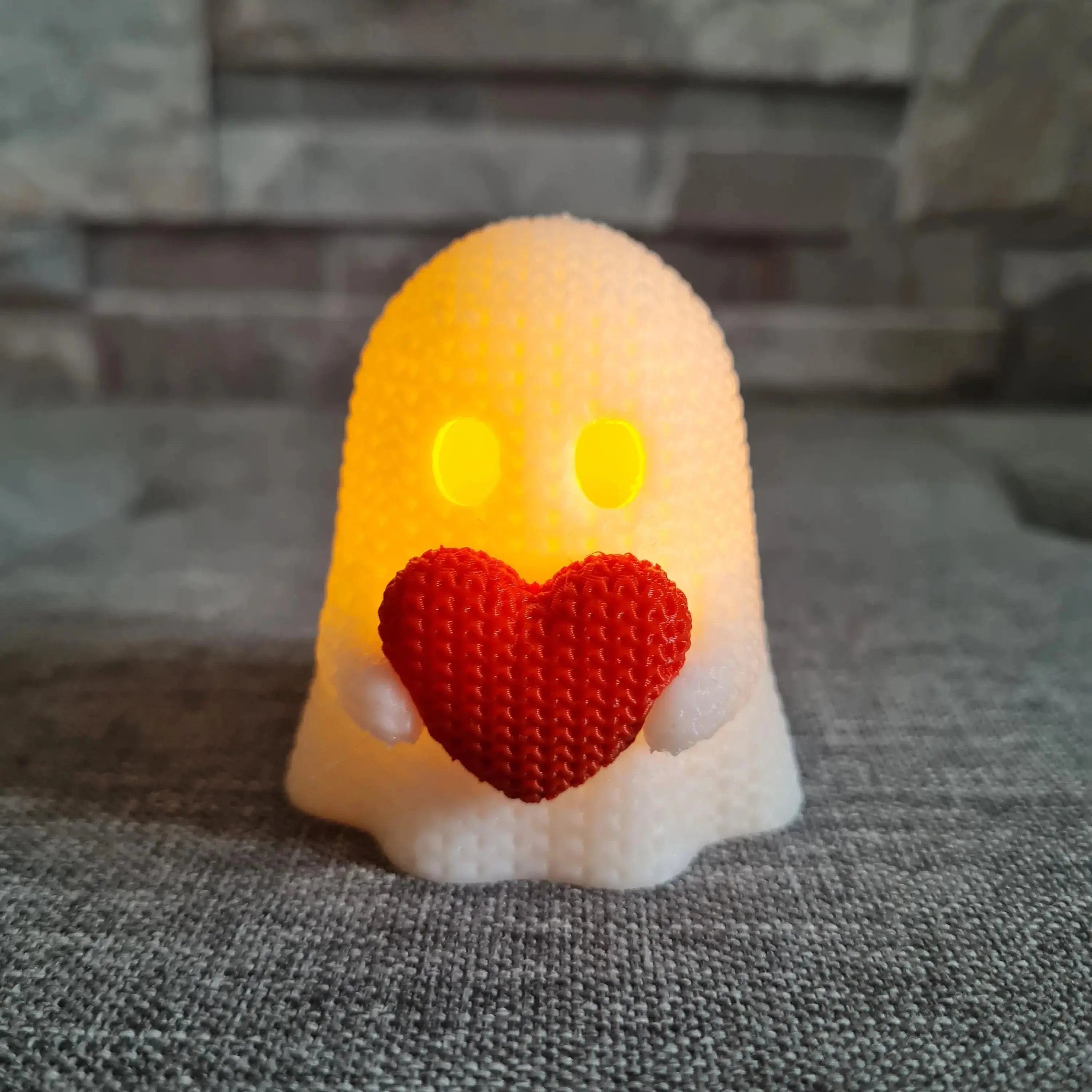 Fantôme 3D effet tricot avec cœur – Photophore Halloween & Saint-Valentin | Bandji3D Bandji3D