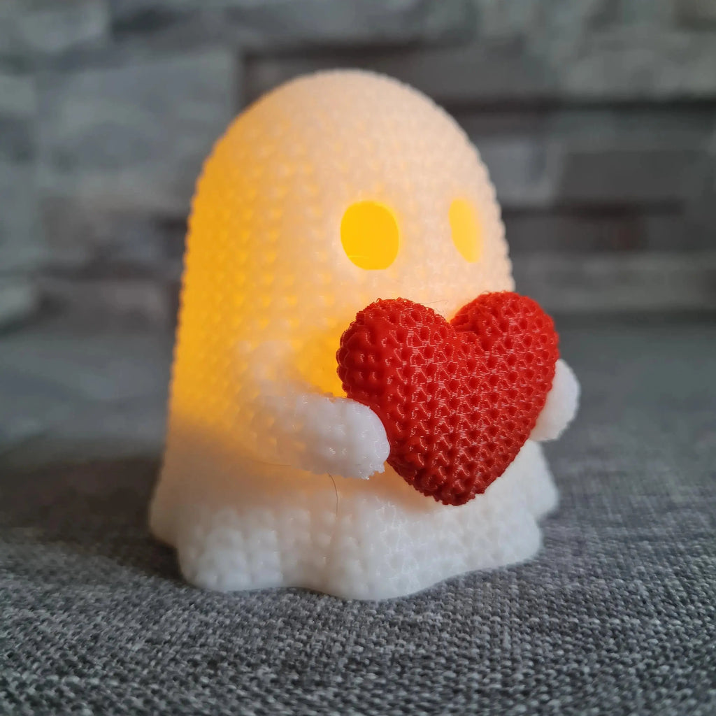 Fantôme 3D effet tricot avec cœur – Photophore Halloween & Saint-Valentin | Bandji3D Bandji3D