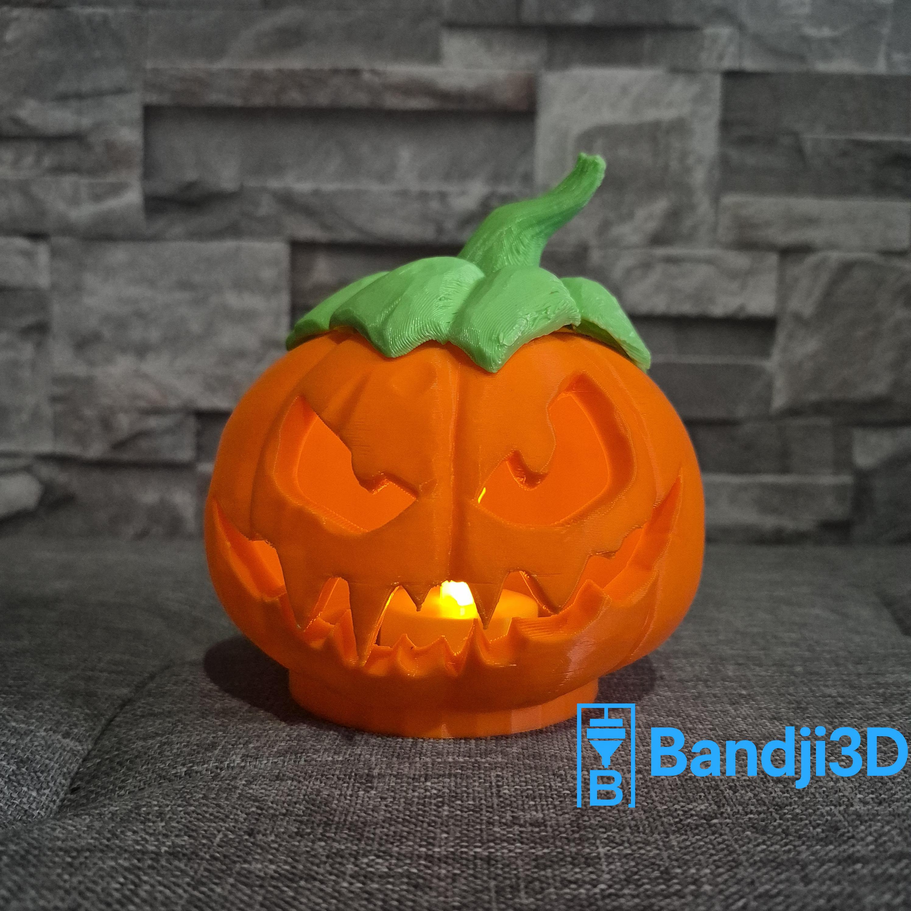 Citrouille Halloween 3D effrayante – Photophore avec bougie LED | Bandji3D Bandji3D