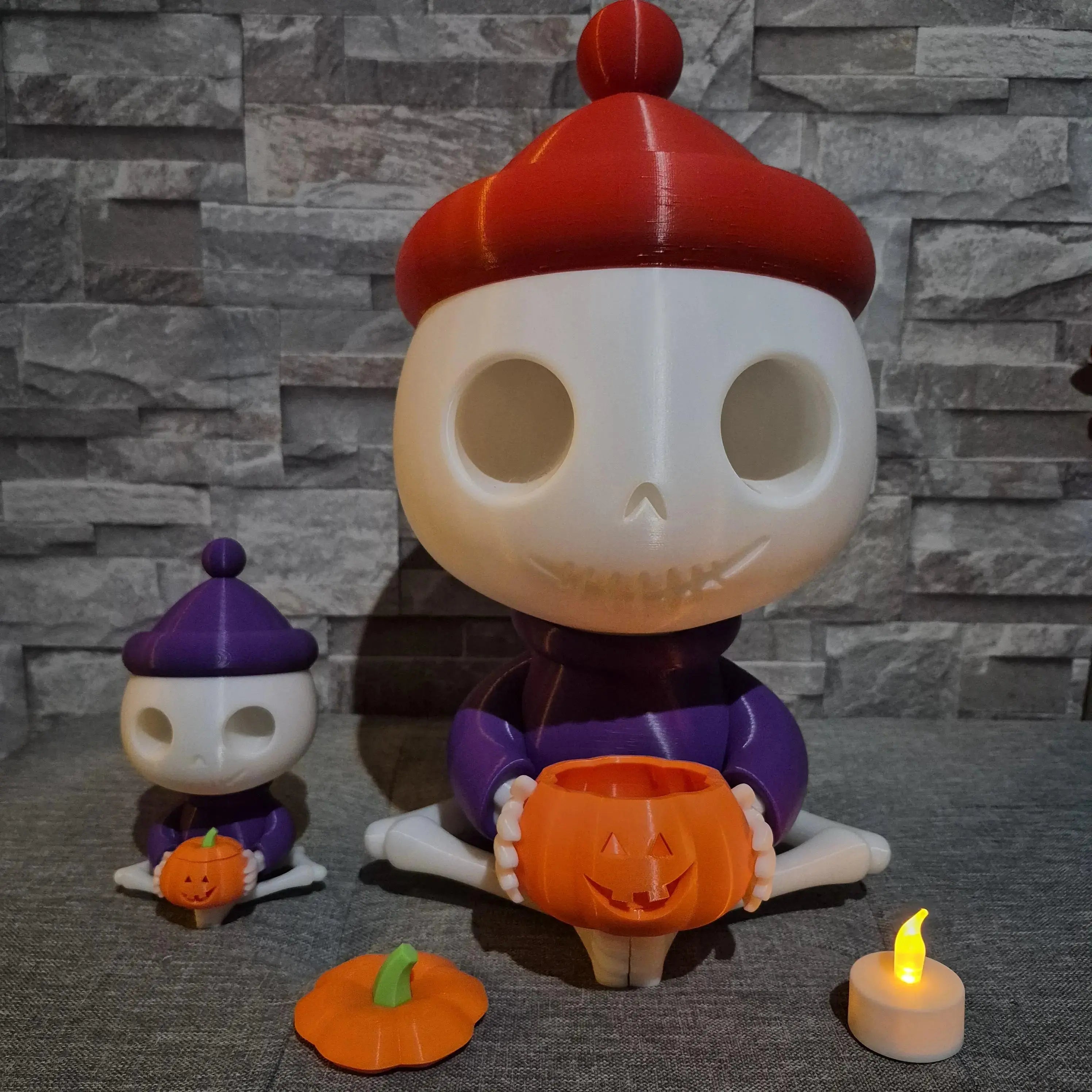 Figurine Squelette Halloween 3D – Citrouille LED ou Déco Personnalisable | Bandji3D Bandji3D