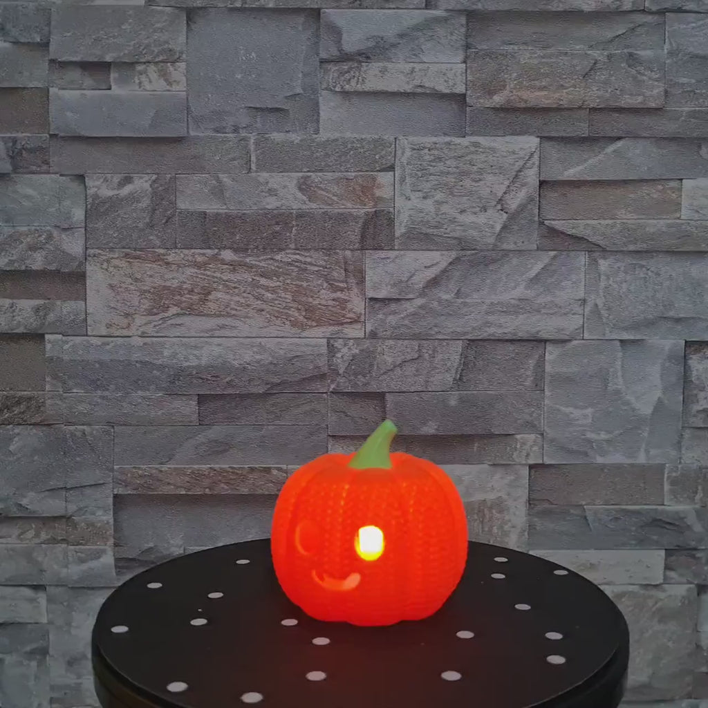 Citrouille Halloween 3D effet tricot – Déco avec bougie LED