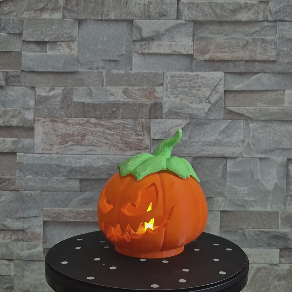Citrouille Halloween 3D effrayante – Photophore avec bougie LED