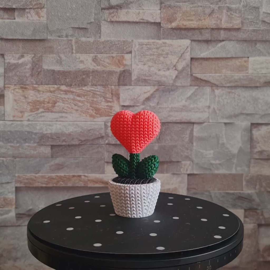 Plante Cœur 3D effet tricot – Objet Déco Mignon & Cadeau Original