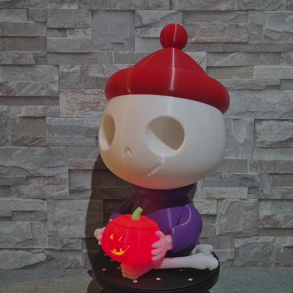Figurine Squelette Halloween 3D – Citrouille LED ou Déco Personnalisable