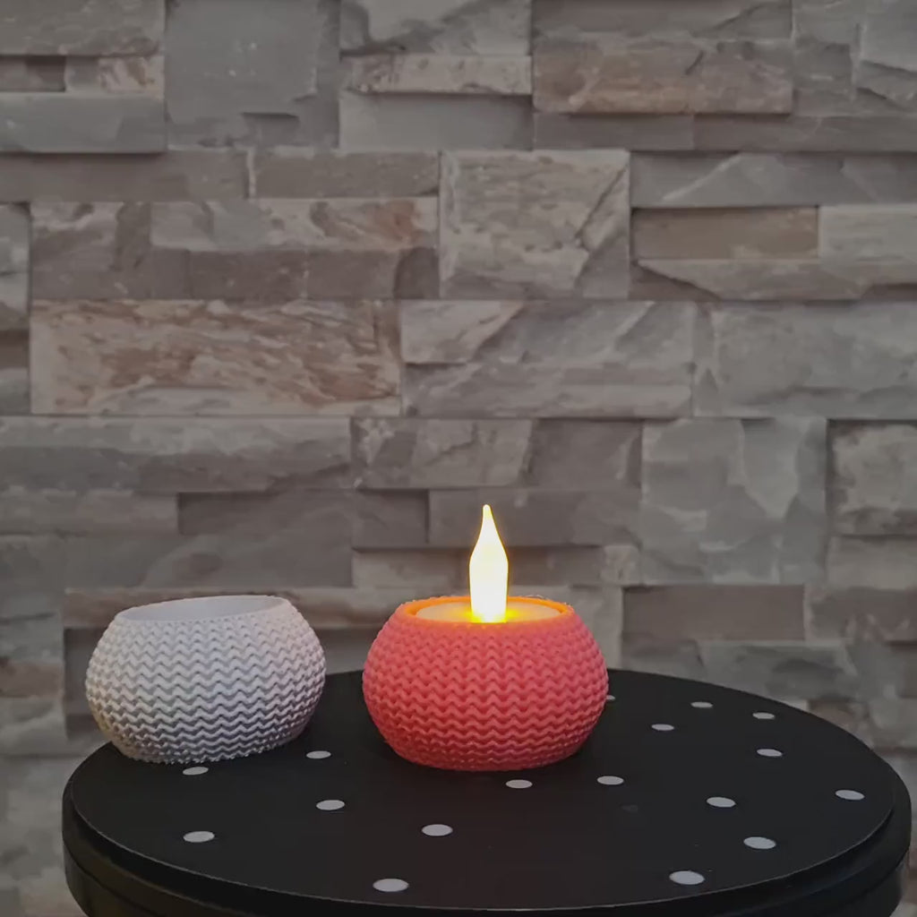 Porte-bougie 3D effet tricot – Bougeoir Déco Cosy & Cadeau Original