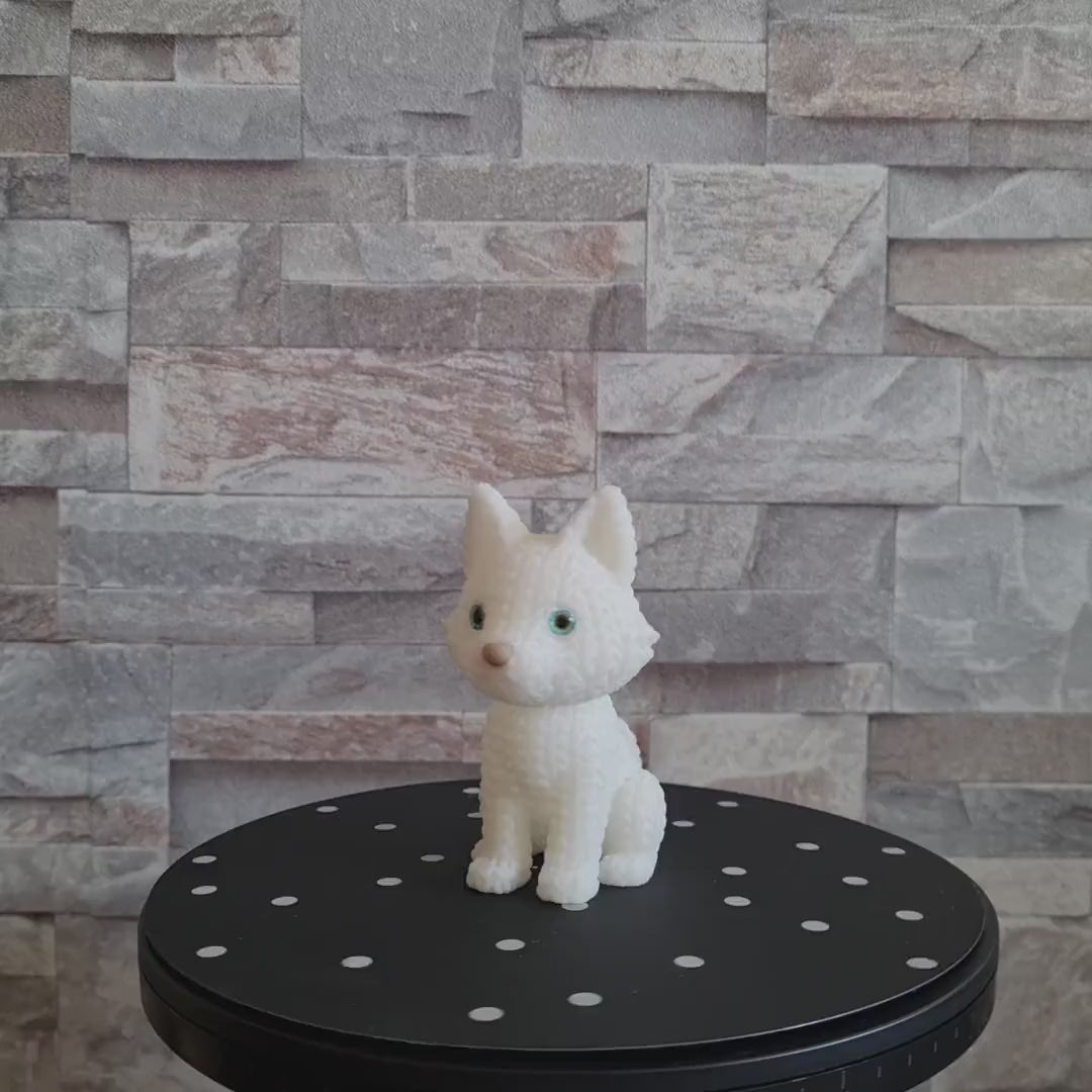 Figurine loup tricot 3D • Statue déco artisanale • Cadeau original