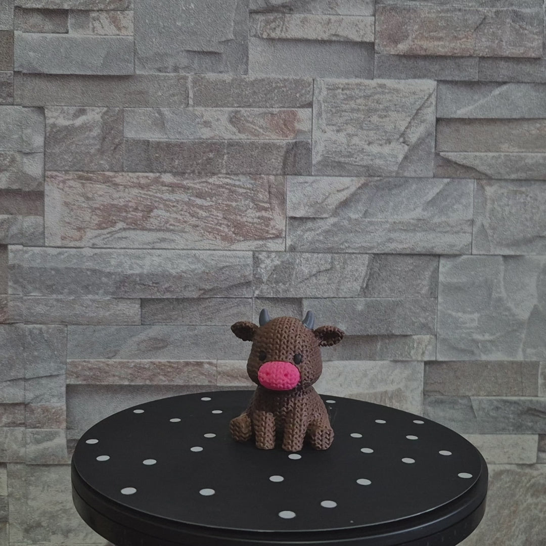 Figurine vache tricot 3D • Sculpture artisanale déco • Cadeau original