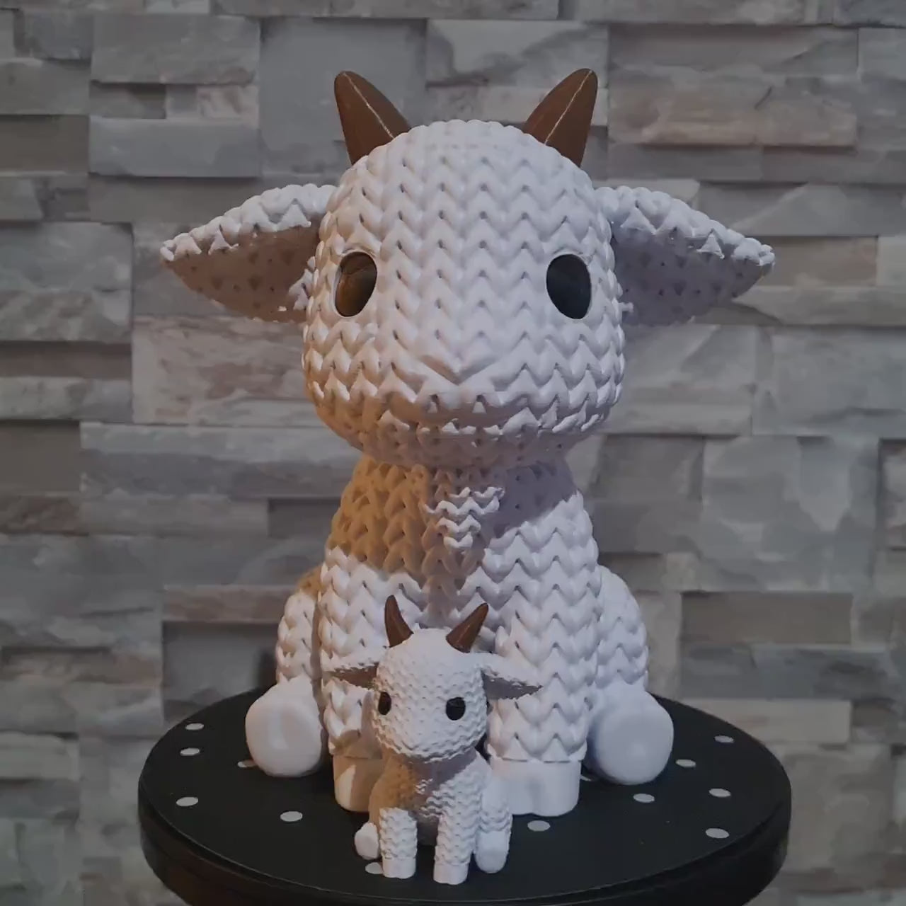 Figurine chèvre tricot 3D • Sculpture décorative fait main • Cadeau original | Bandji3D