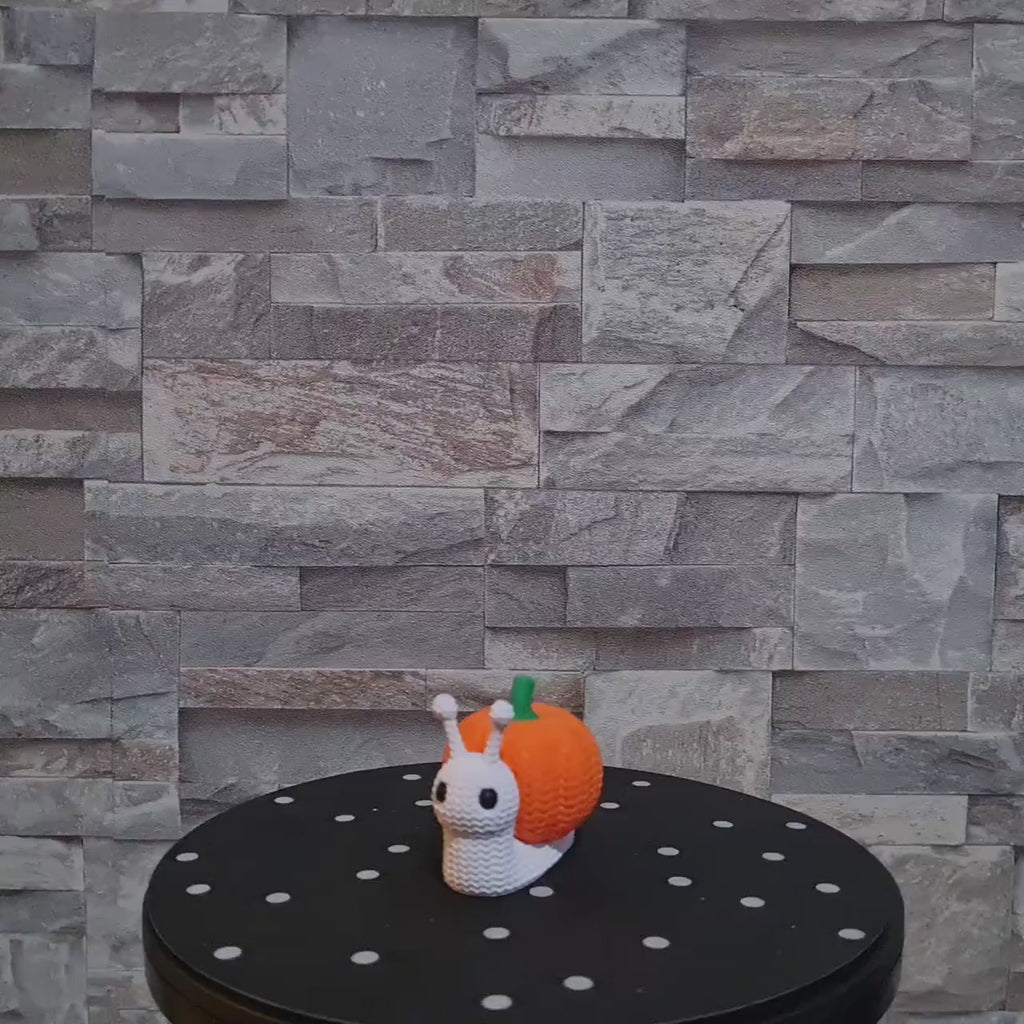Figurine Escargot Citrouille 3D – Déco Halloween & Automne