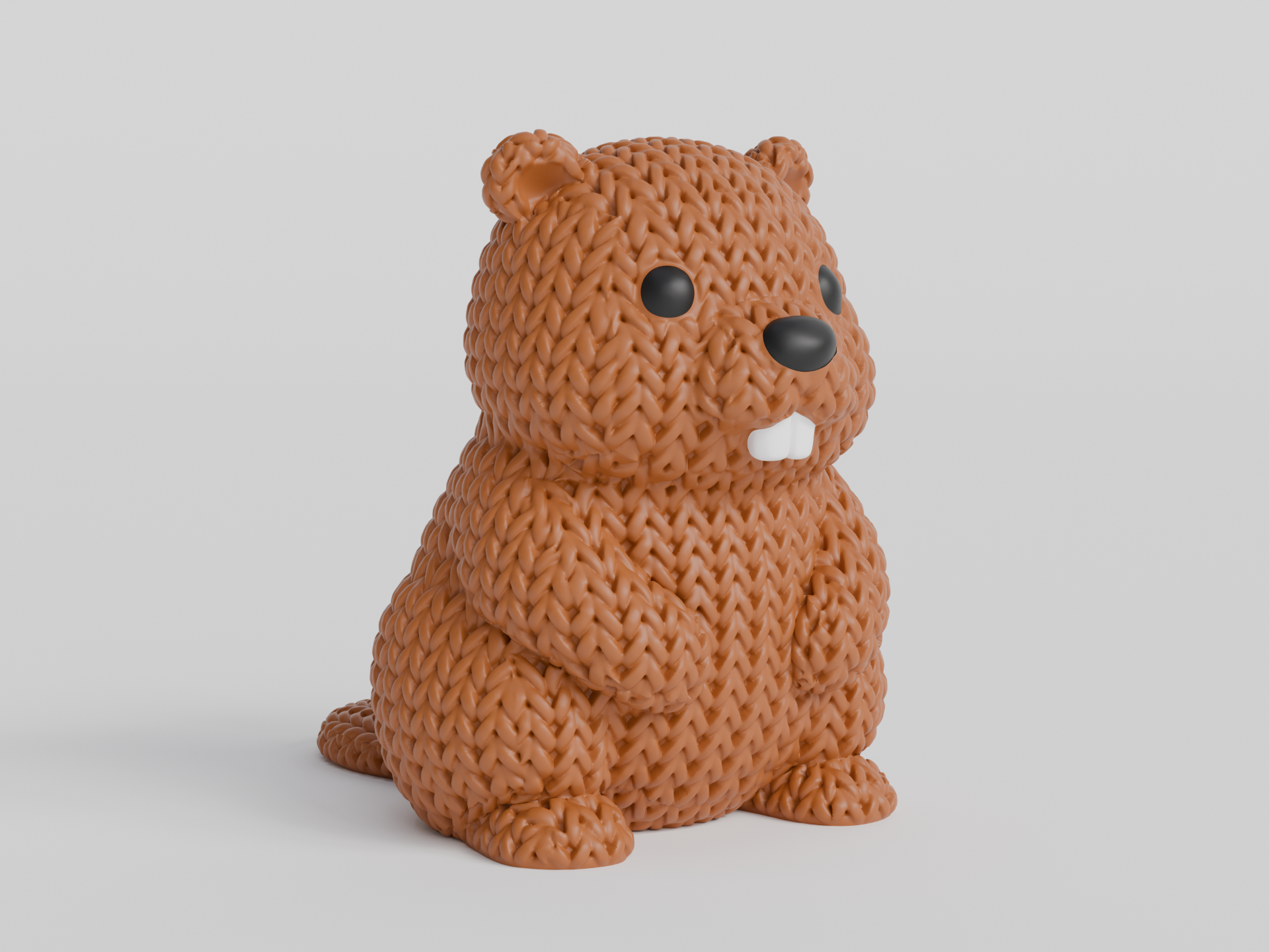 Figurine castor tricot 3D – Déco kawaii et cosy